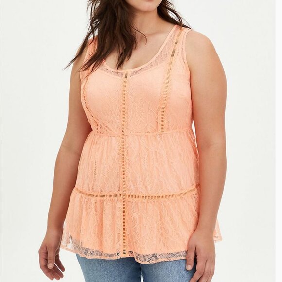 Torrid plus size Coral lace tiered tunic size 3x 3 NWT - Picture 1 of 6